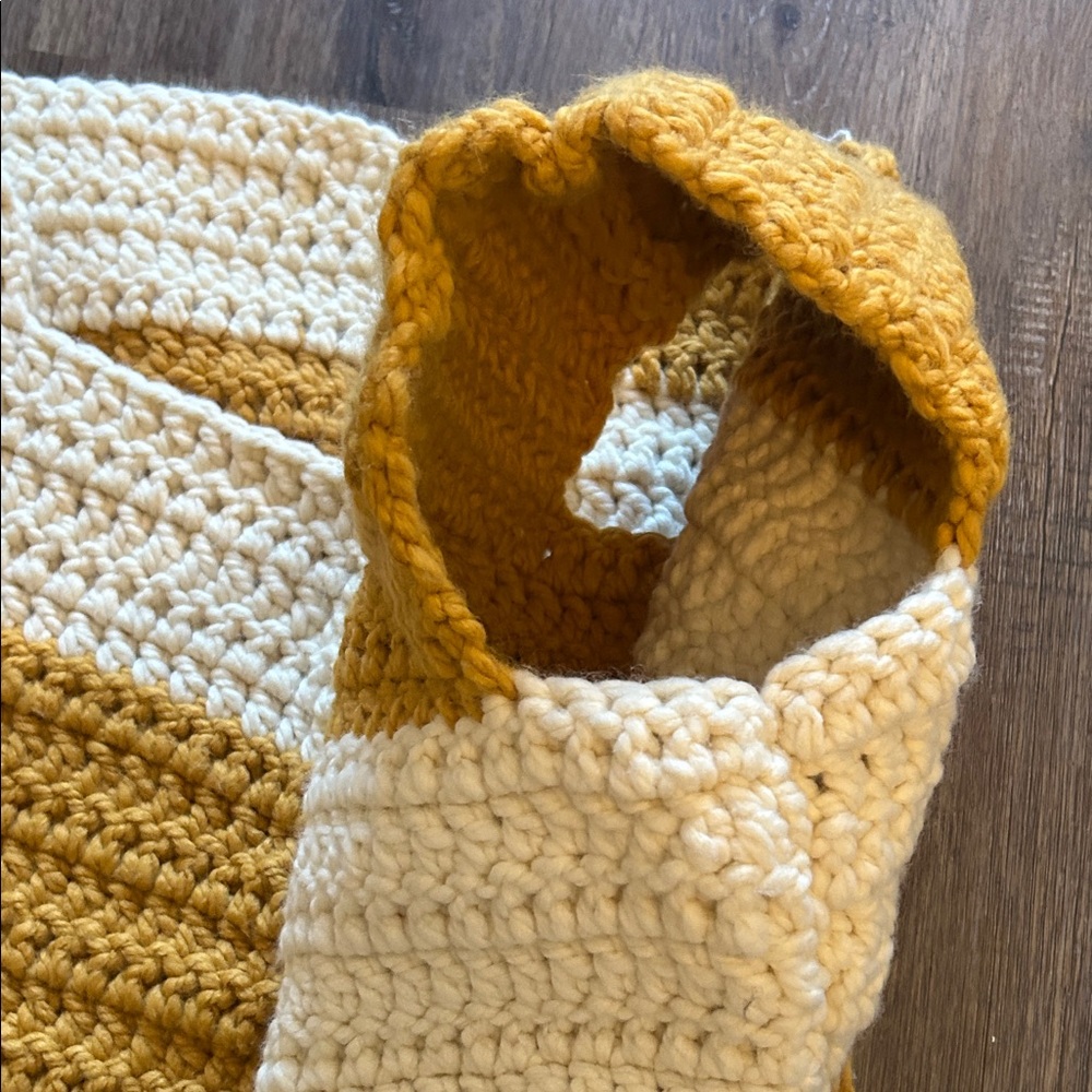 Color Block Knit Sweater in Mustard and Cream - Picture 6 of 7